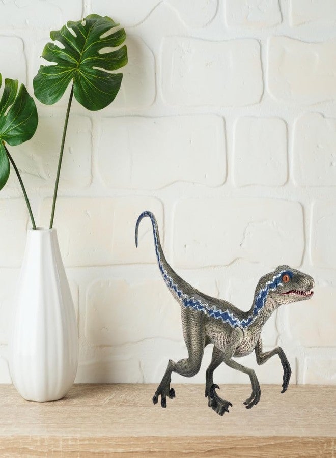 FUNFOB Dinosaur Toy Figure Width - 15cm Velociraptor Dinosaur Toy for Kids & Adults PVC Multicolour | Light Grey Blue Line Dino SML - Image 5